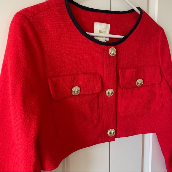 Anthropologie Maeve Shrunken Cropped Tweed Jacket Size 8 - Picture 3 of 10